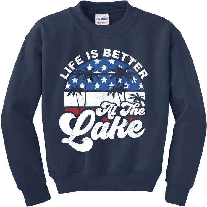 Life Is Better At The Lake 4th of July American Flag Summer Kids Sweatshirt