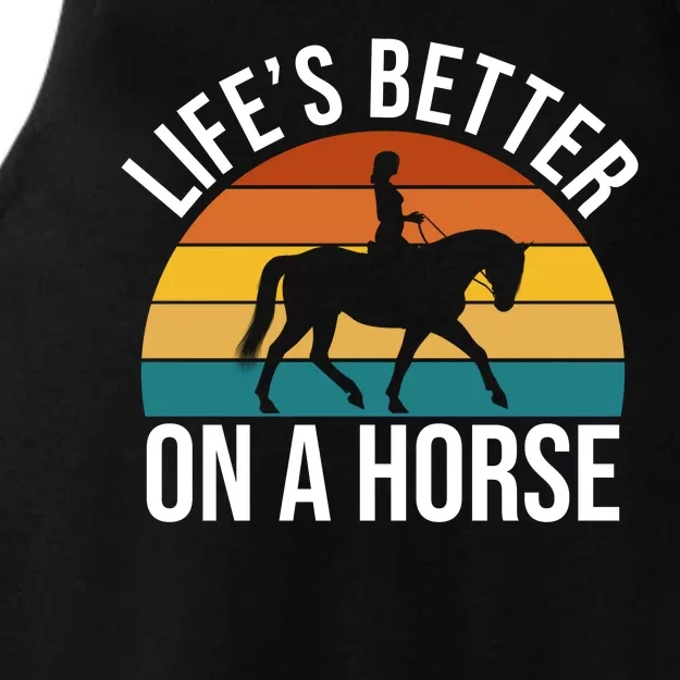 Life Is Better On A Horse Riding Gift Ladies Tri-Blend Wicking Tank