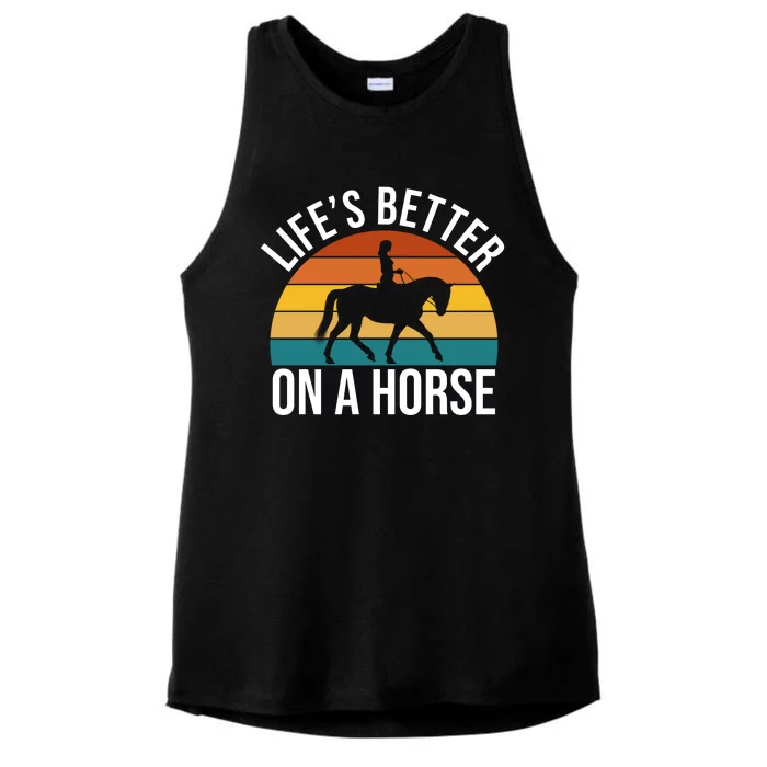 Life Is Better On A Horse Riding Gift Ladies Tri-Blend Wicking Tank