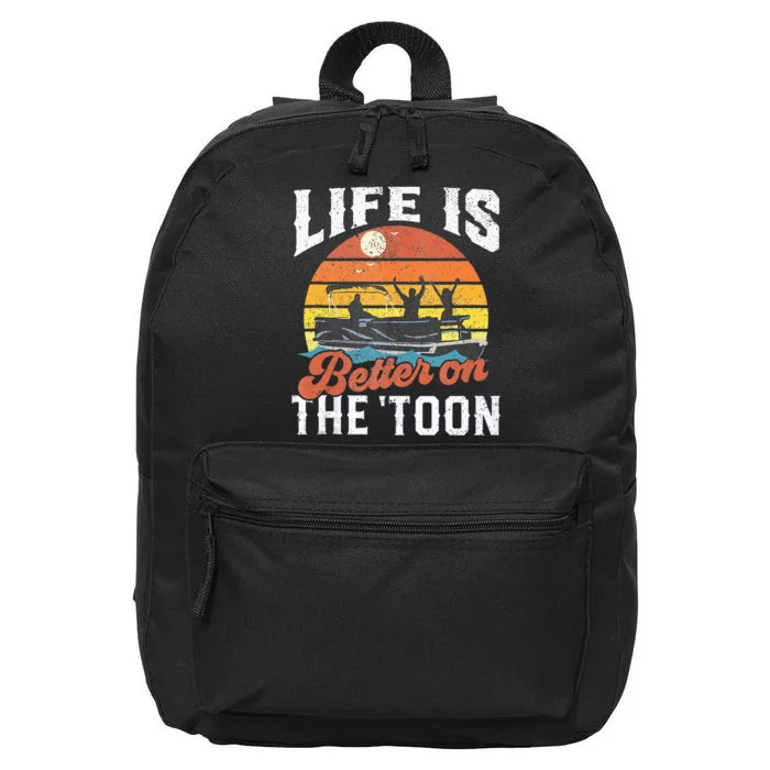 Life Is Better On The Toon Pontoon Boat Boating Gift For Dad 16 in Basic Backpack