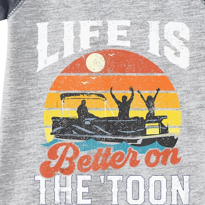 Life Is Better On The Toon Pontoon Boat Boating Gift For Dad Infant Baby Jersey Bodysuit