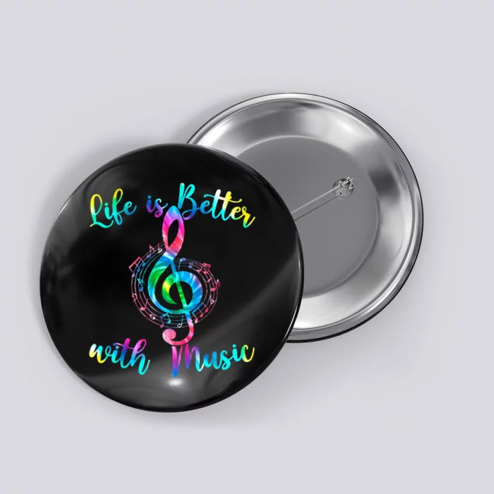 Life Is Better With Music Notes N Girl Women Musician Button