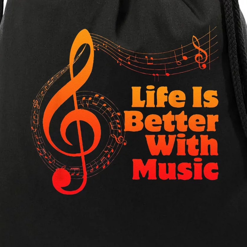 Life Is Better With Music Theory Musician Teacher Notes Clef Drawstring Bag