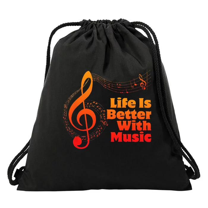 Life Is Better With Music Theory Musician Teacher Notes Clef Drawstring Bag