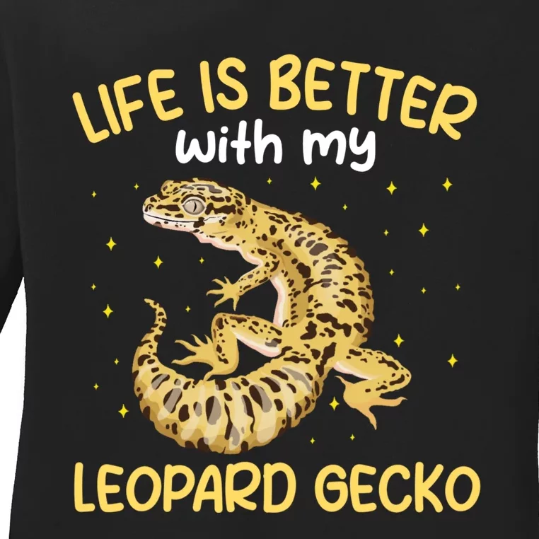 Life Is Better With My Leopard Gecko Funny Ladies Long Sleeve Shirt