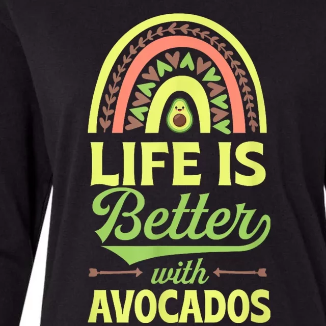 Life Is Better With Avocados Bohemian Rainbow Trendy Boho Womens Cotton Relaxed Long Sleeve T-Shirt