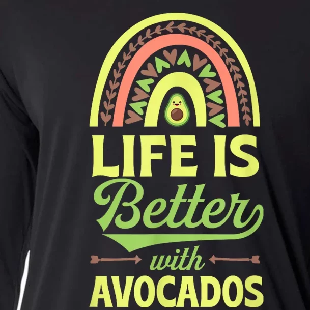 Life Is Better With Avocados Bohemian Rainbow Trendy Boho Cooling Performance Long Sleeve Crew