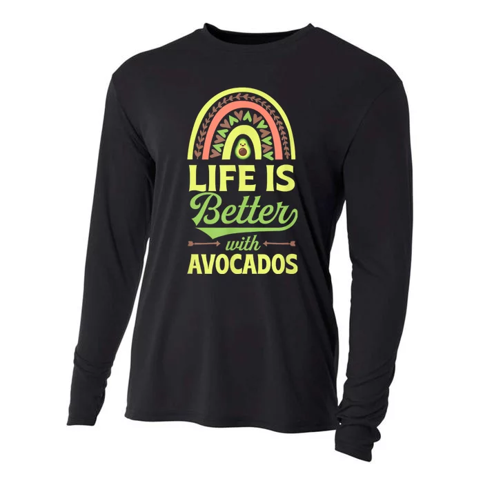 Life Is Better With Avocados Bohemian Rainbow Trendy Boho Cooling Performance Long Sleeve Crew