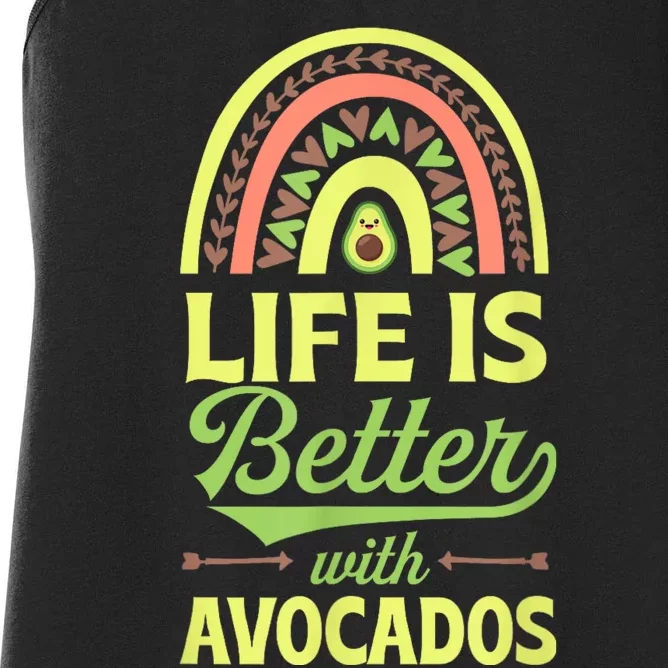 Life Is Better With Avocados Bohemian Rainbow Trendy Boho Women's Racerback Tank