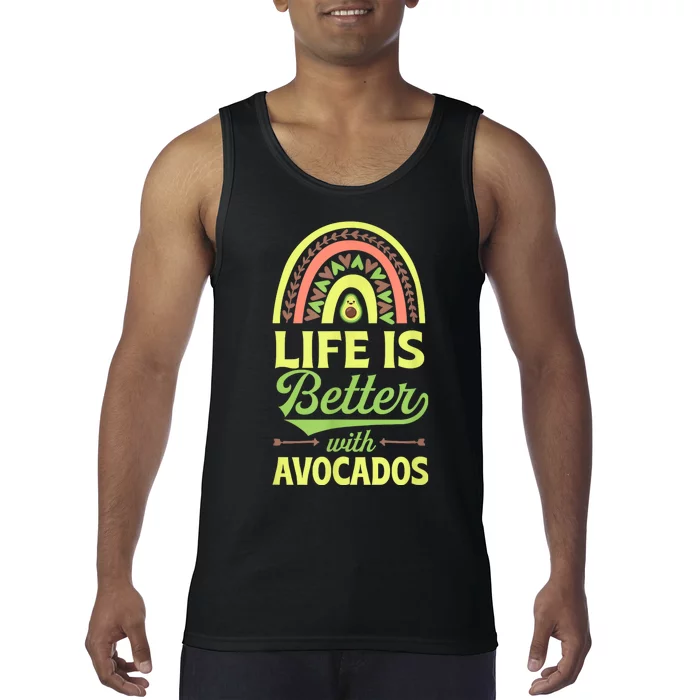 Life Is Better With Avocados Bohemian Rainbow Trendy Boho Tank Top