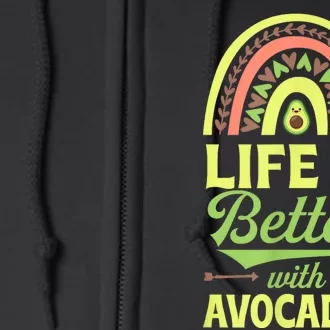 Life Is Better With Avocados Bohemian Rainbow Trendy Boho Full Zip Hoodie