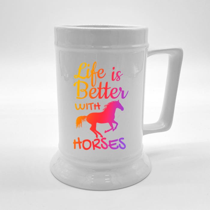 Life Is Better With Horses Horseback Riding Equestrian Great Gift Front & Back Beer Stein