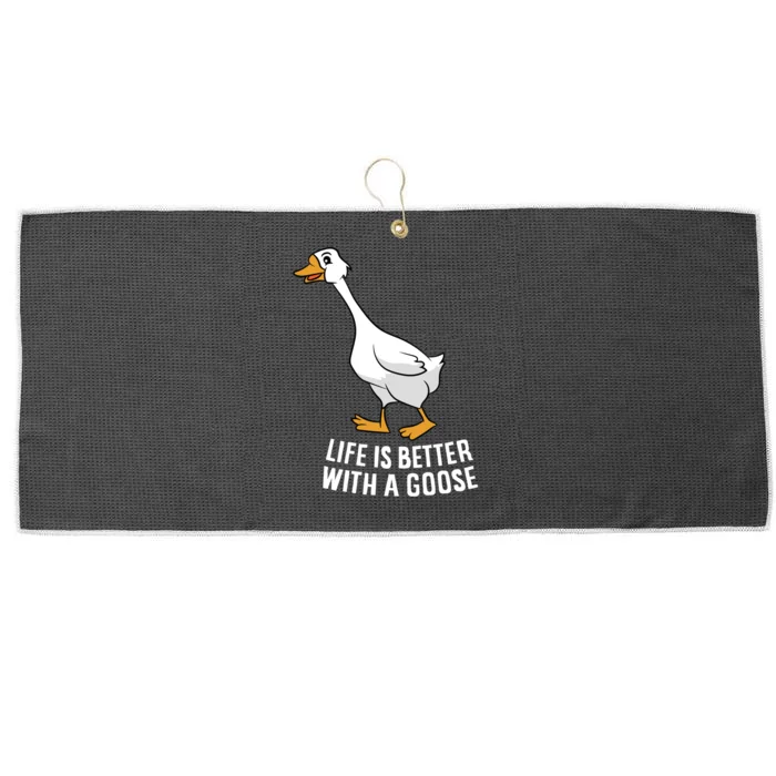 Life Is Better With A Goose Funny Goose Gift Large Microfiber Waffle Golf Towel