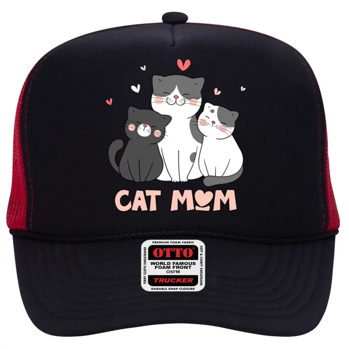 Life Is Better With A Cat Cat Mom High Crown Mesh Trucker Hat