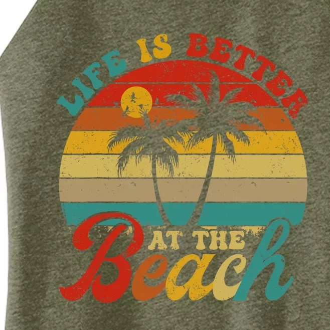 Life Is Better At The Beach Retro Summer Vacation Wo Women’s Perfect Tri Rocker Tank