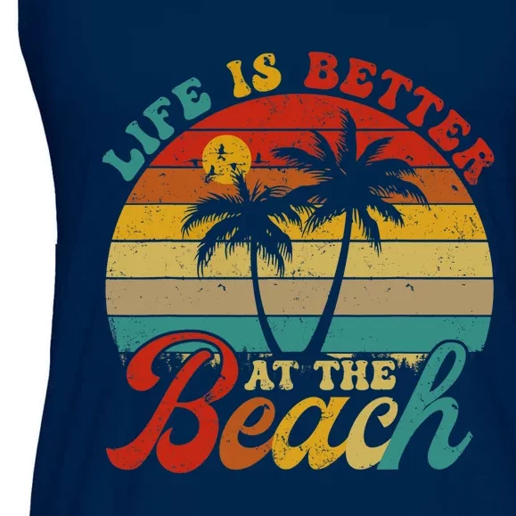 Life Is Better At The Beach Retro Summer Vacation Wo Ladies Essential Flowy Tank