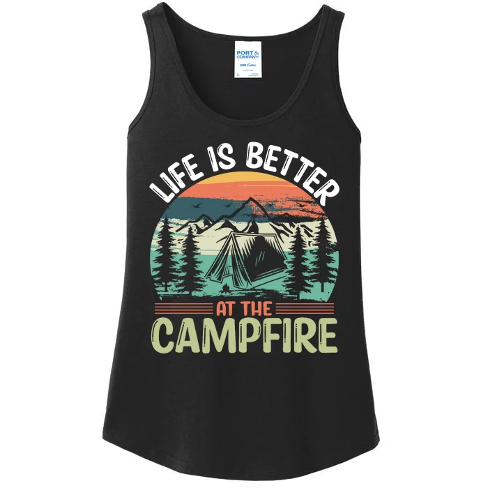 Life Is Better At The Campfire Camping Ladies Essential Tank