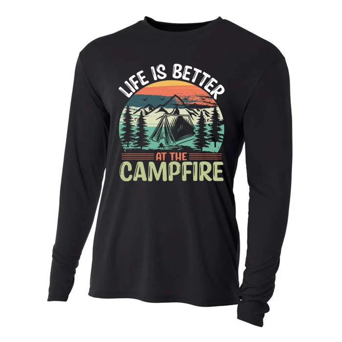 Life Is Better At The Campfire Camping Cooling Performance Long Sleeve Crew