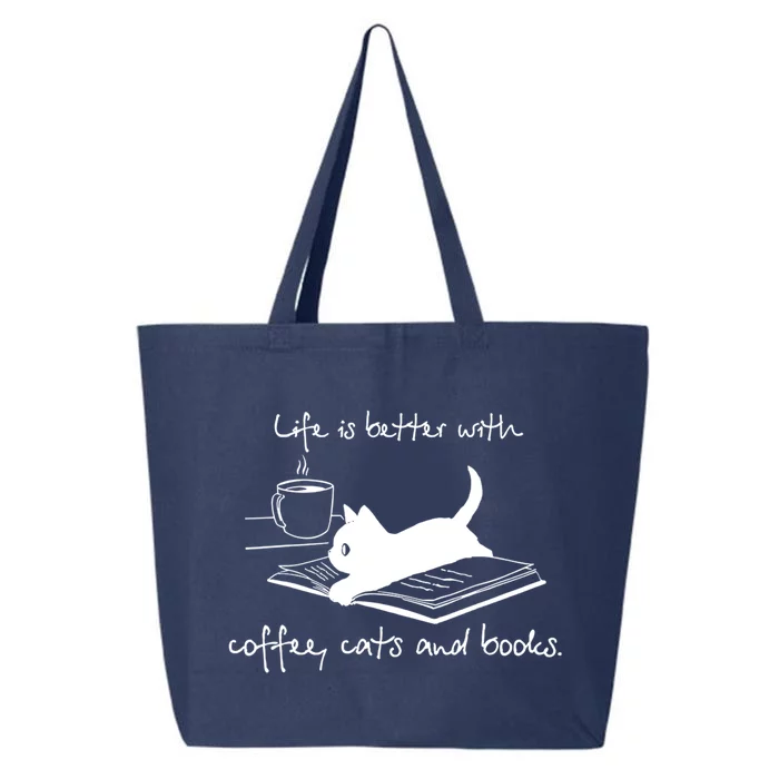 Life Is Better With Books Cats And Coffee Gift 25L Jumbo Tote