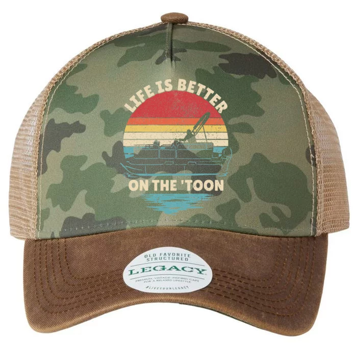 Life Is Better On The Toon Pontoon Boat Boater Funny Boating Legacy Tie Dye Trucker Hat