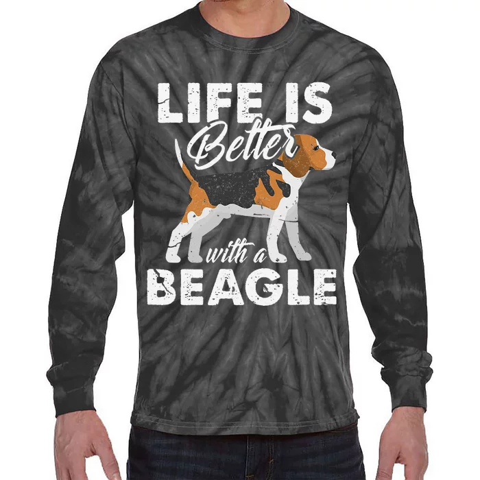 Life Is Better With Beagle Dog Beagle Mom Beagle Dad Grunge Tie-Dye Long Sleeve Shirt