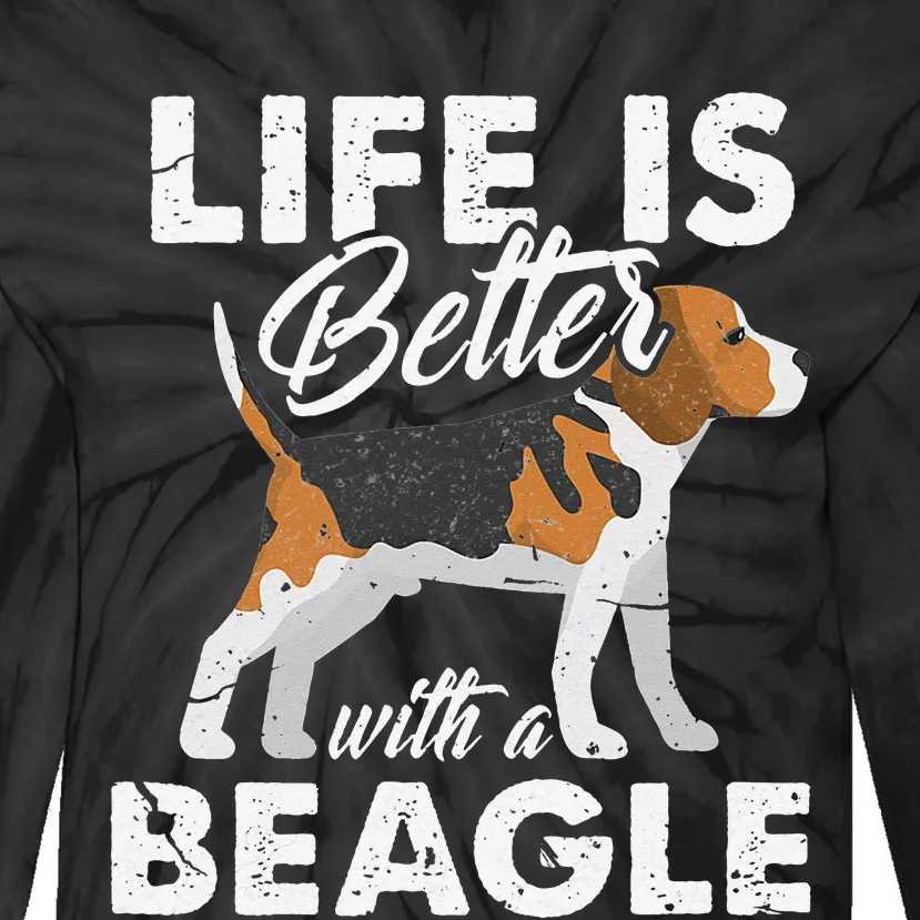 Life Is Better With Beagle Dog Beagle Mom Beagle Dad Grunge Tie-Dye Long Sleeve Shirt