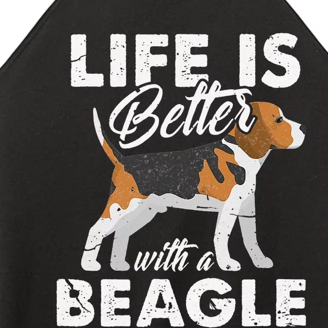 Life Is Better With Beagle Dog Beagle Mom Beagle Dad Grunge Women’s Perfect Tri Rocker Tank