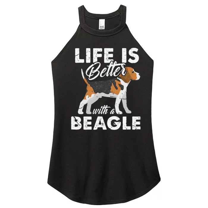 Life Is Better With Beagle Dog Beagle Mom Beagle Dad Grunge Women’s Perfect Tri Rocker Tank