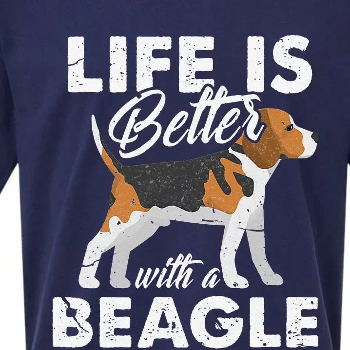 Life Is Better With Beagle Dog Beagle Mom Beagle Dad Grunge Sueded Cloud Jersey T-Shirt