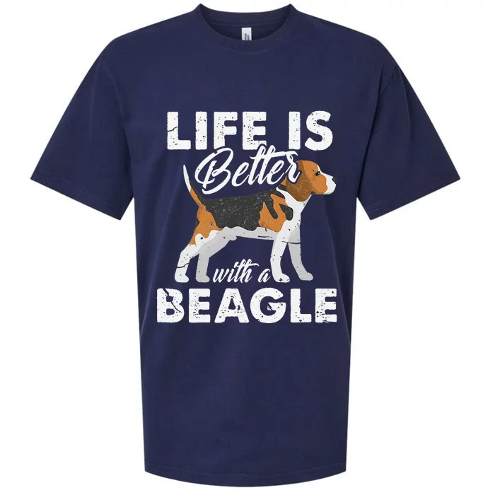 Life Is Better With Beagle Dog Beagle Mom Beagle Dad Grunge Sueded Cloud Jersey T-Shirt