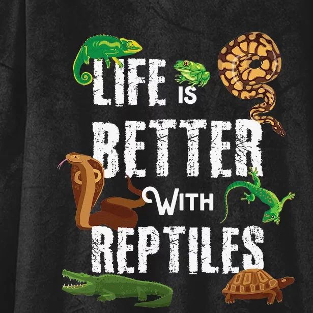 Life Is Better With Reptiles Lizard Reptile Pet Lover Hooded Wearable Blanket