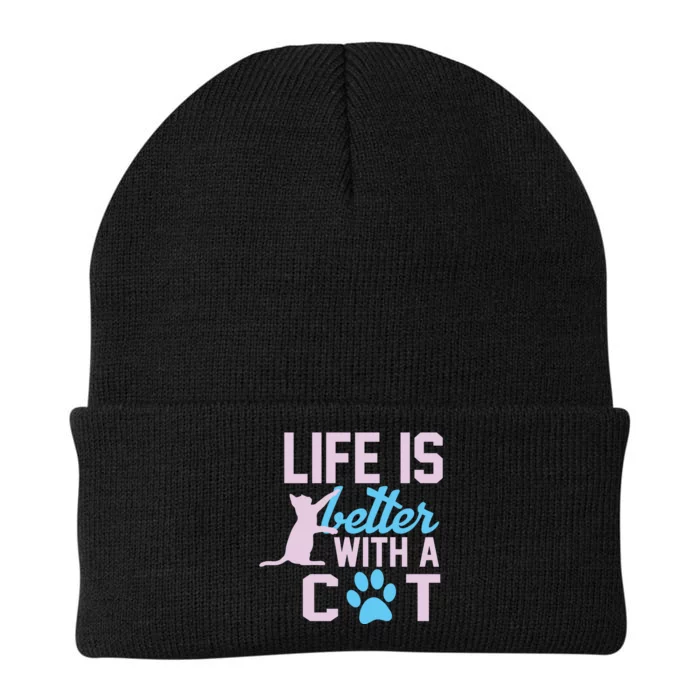 Life Is Better With A Cat Knit Cap Winter Beanie