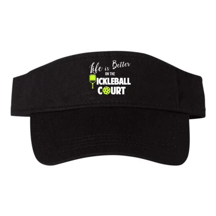 Life Is Better Pickleball Court Pickleball Player Valucap Bio-Washed Visor