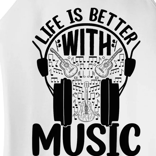 Life Is Better With Music - Guitar Player Women’s Perfect Tri Rocker Tank