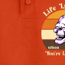 Life Is Better When Your Laughing Retro Skull Dry Zone Grid Performance Polo