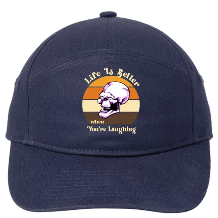 Life Is Better When Your Laughing Retro Skull 7-Panel Snapback Hat