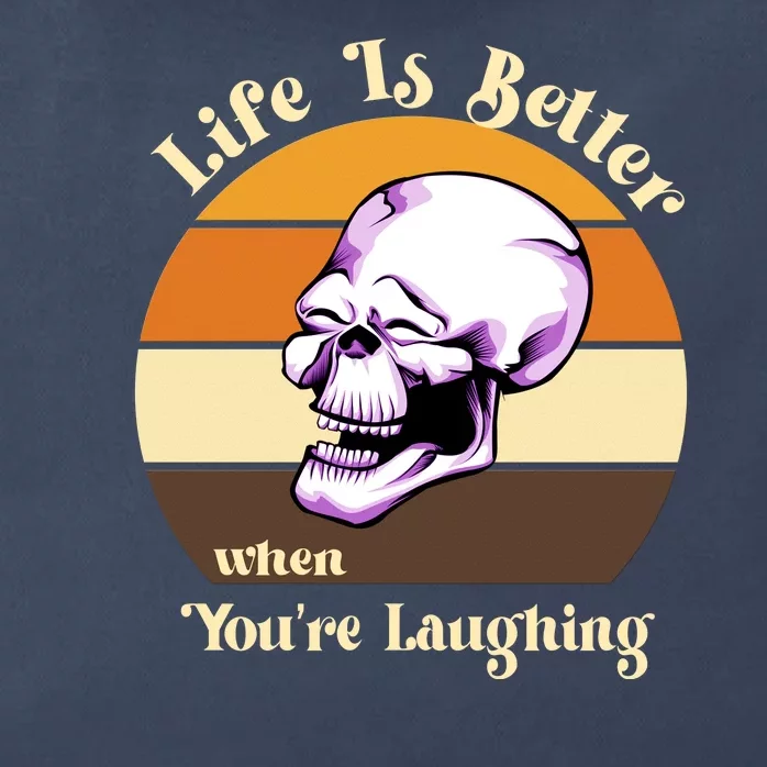 Life Is Better When Your Laughing Retro Skull Zip Tote Bag