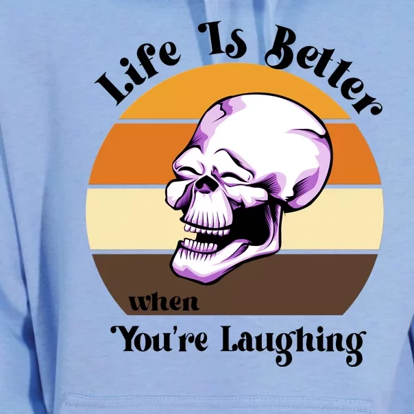 Life Is Better When Your Laughing Retro Skull Unisex Surf Hoodie