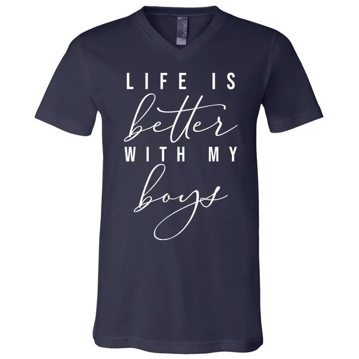 Life Is Better Cute Boy Parent Gift V-Neck T-Shirt