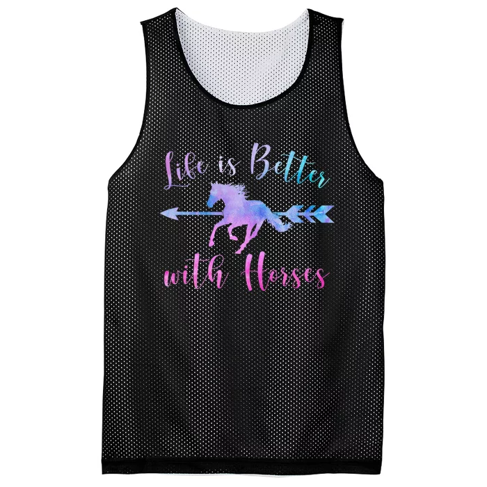 LIFE IS BETTER WITH HORSES Equestrian Rider Vintage Graphic Mesh Reversible Basketball Jersey Tank