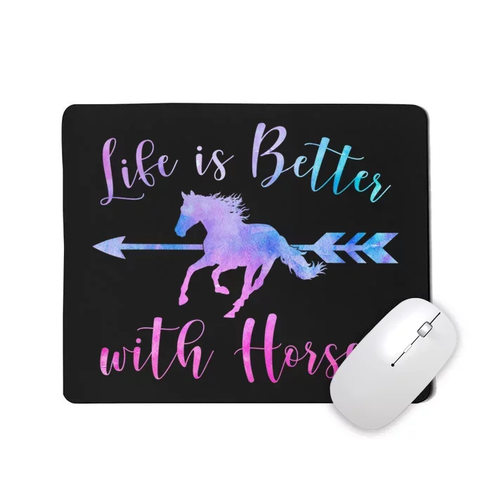 LIFE IS BETTER WITH HORSES Equestrian Rider Vintage Graphic Mousepad