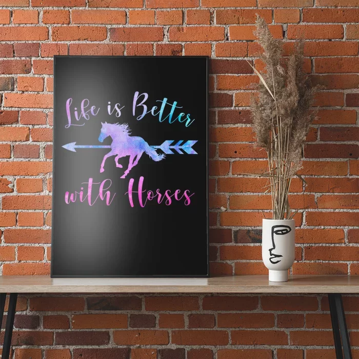 LIFE IS BETTER WITH HORSES Equestrian Rider Vintage Graphic Poster