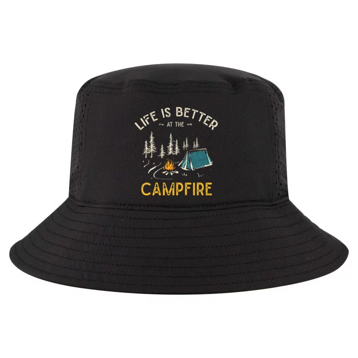 Life Is Better At The Campfire Funny Camper Camp Camping Cool Comfort Performance Bucket Hat