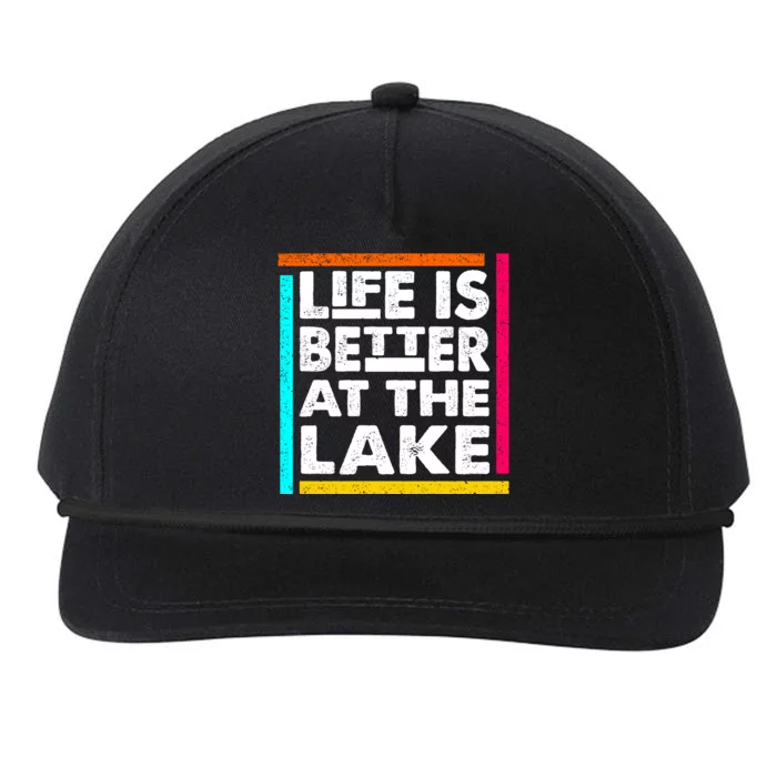 Life Is Better At The Lake Funny Camping Fishing Snapback Five-Panel Rope Hat