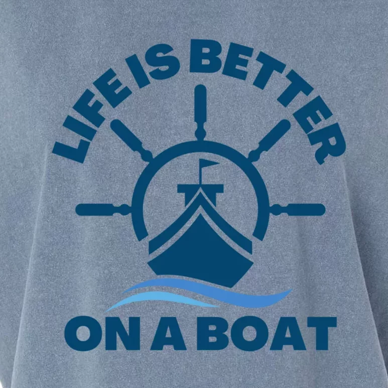 Life Is Better On A Boat Boating Meaningful Gift Garment-Dyed Women's Muscle Tee