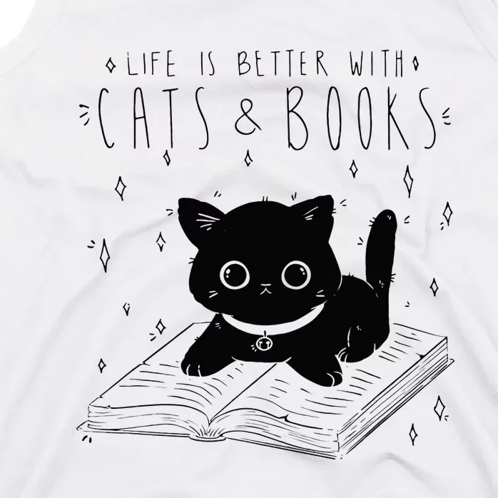 Life is better with Cats & Books Lover Book Nerd Librarian Tank Top