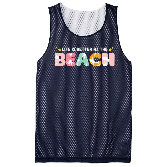 Life Is Better At The Beach Summer Tropical Mesh Reversible Basketball Jersey Tank