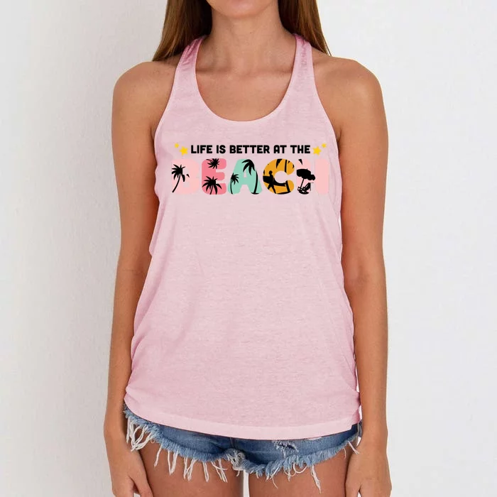 Life Is Better At The Beach Summer Tropical Women's Knotted Racerback Tank