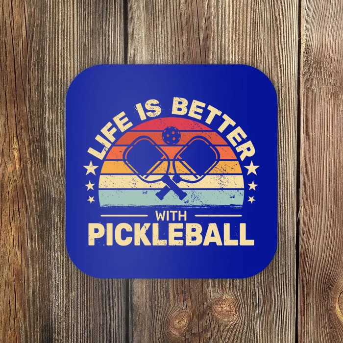 Life Is Better With Pickleball Vintage Funny Gift Coaster