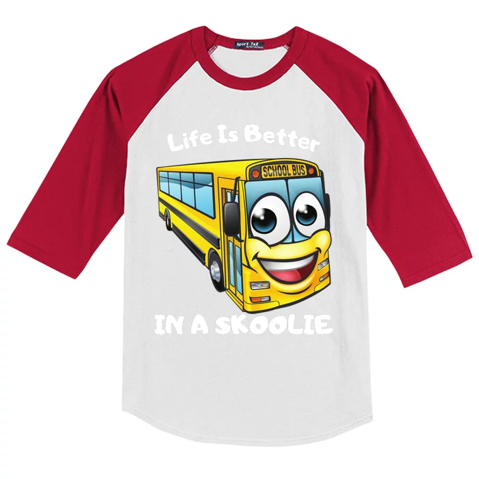 Life Is Better In A Skoolie Funny Skoolie Kids Colorblock Raglan Jersey